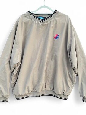 Fire and Ice Windbreaker Pullover Jacket - Light Tan with Contrast Trim